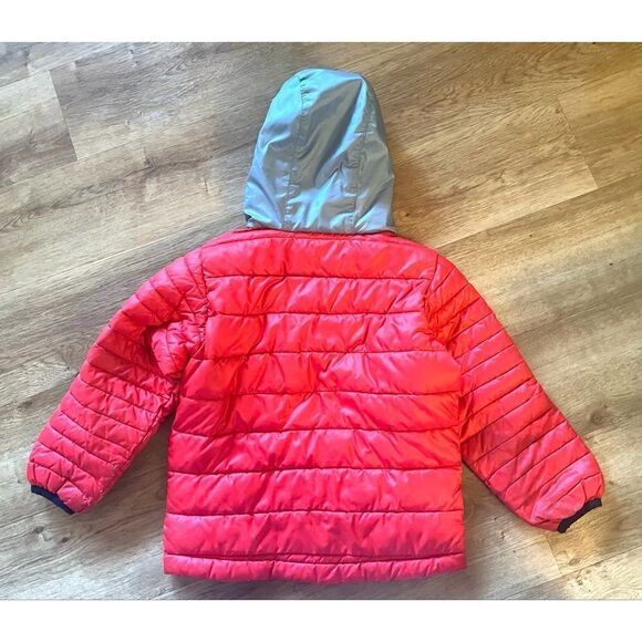 Columbia Puffer Waterproof Red/Gray Hooded Jacket Kid’s 4/5 Front Zipper - Picture 2 of 9